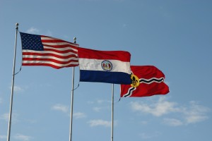 american and missouri state flag